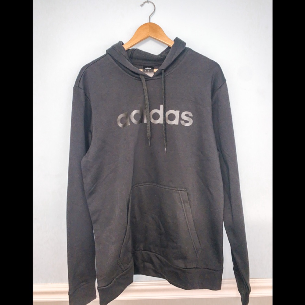 ✨NWT Mens Adidas Black Hoodie w/ Black Lettering